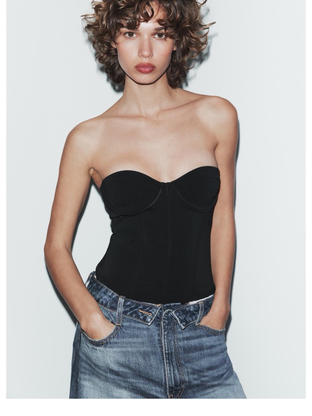 Zara Black Strapless Bustier Bodysuit